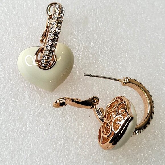 Small Heart Shaped Crystal Earrings - Picture 3 of 9